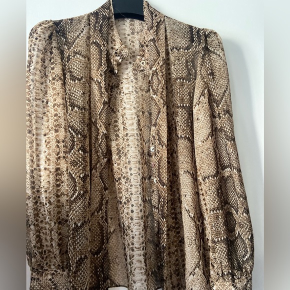 Zara snakeskin print blouse with neck tie - Picture 10 of 15
